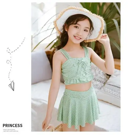 品质儿童泳衣女中大童宝宝小公主分体游泳衣2022新款女孩裙式连体泳装