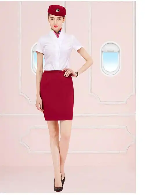 空姐制服夏装短袖v领白衬衫女秋南航空姐制服工作服职业套装气质空乘