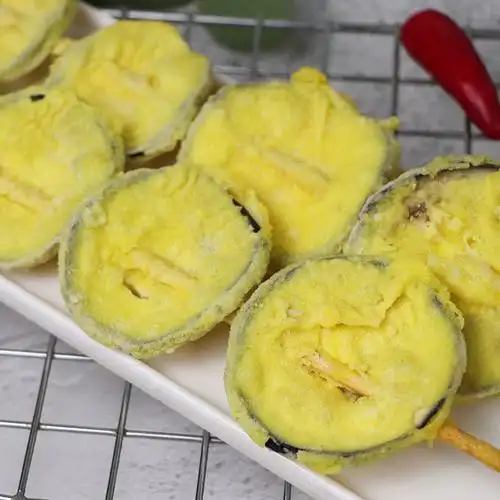 茄子片片香串15串裹粉香酥茄片串茄盒串素食冷冻油炸半成品茄片串瑃润