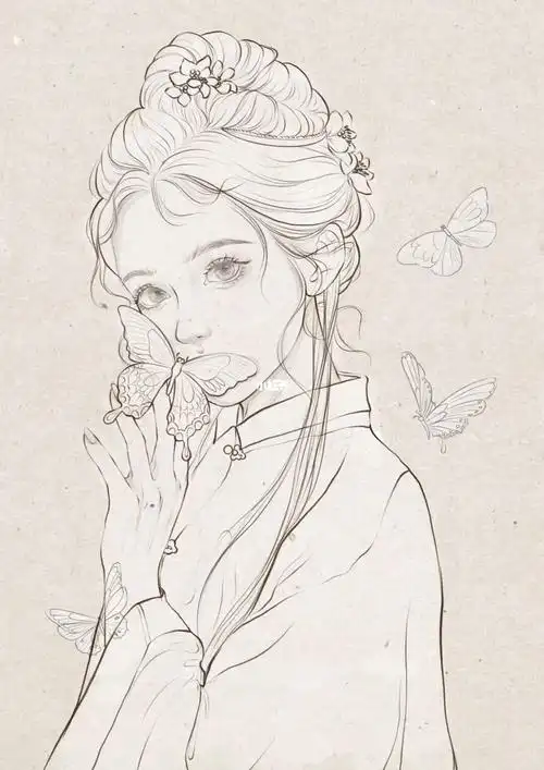 参考:@抱走柒柒#佳儿绘画挑战营  #古风线稿 #自学画画