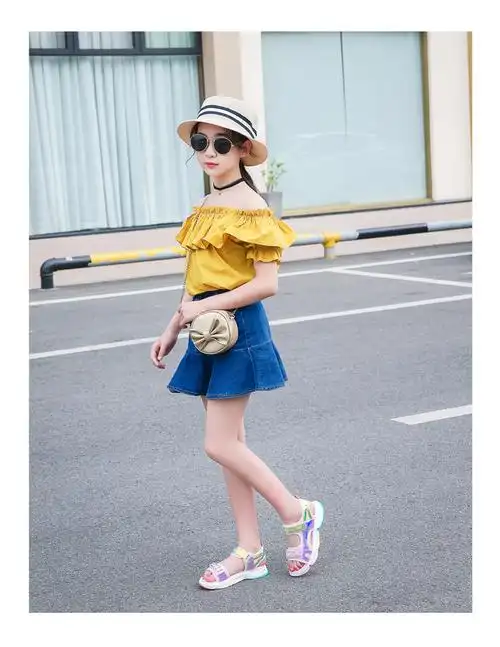 支持鸿星尔克女童凉鞋2021时尚夏季儿童小女孩中大童韩版软底公主沙滩