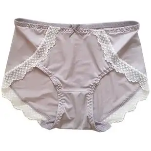 日系超薄冰丝内裤女无痕夏速干牛奶丝滑蕾丝边中腰女士面膜三角裤