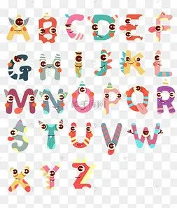 创意可爱怪兽字母