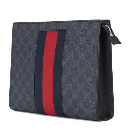 19秋冬【预售2周左右发货】gucci/古驰gg男士条纹织带手拿包475316