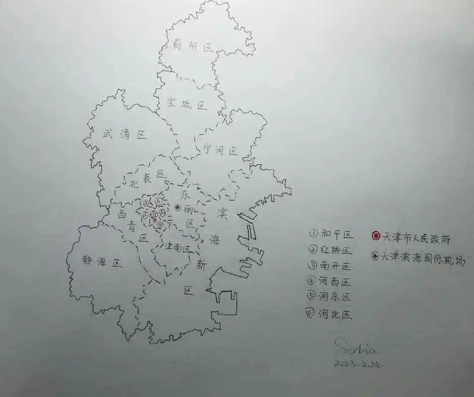 天津市 #地图 #手绘 #地理知识 #天津 - 抖音