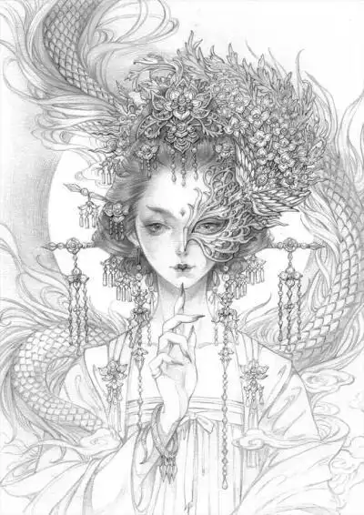 古风头像少女素描