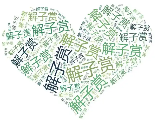 有没有人帮忙做一张心形拼凑文字呀就写解子赏,用文字拼出来的,类似于