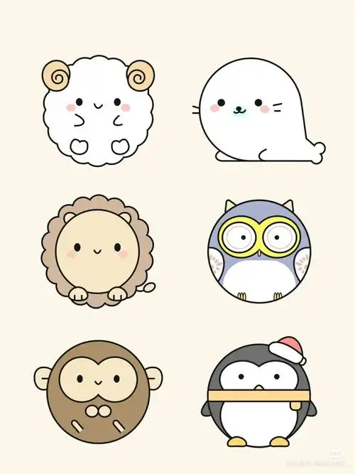 超可爱圆滚滚的动物简笔画