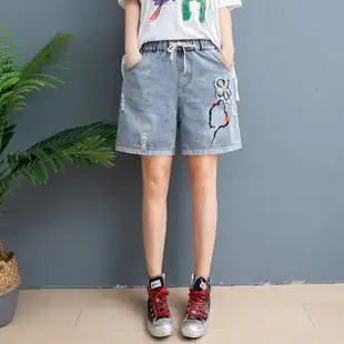 初高中学生百搭阔腿牛仔短裤 16岁少女大童夏季 五分裤