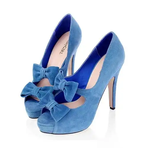 honeygirl 甜美花朵双蝴蝶结鱼嘴高跟女凉鞋 h1139a16 蓝色 39