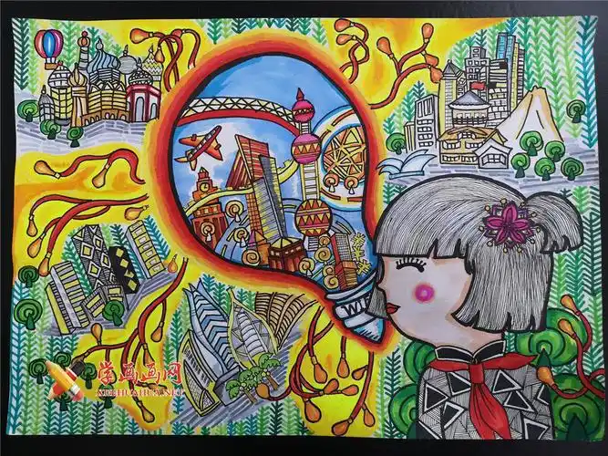 《绿色净化灯泡》__科幻画_科幻画图片大全_学画画网_国内最大的画画