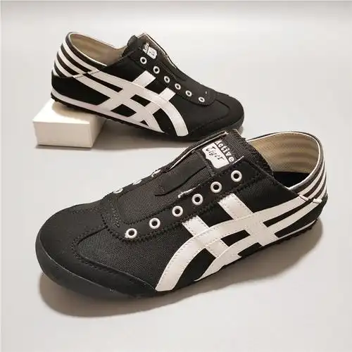 新款鬼冢虎tiger老虎鞋同款春夏季新款帆布一脚蹬懒人女鞋运动休闲