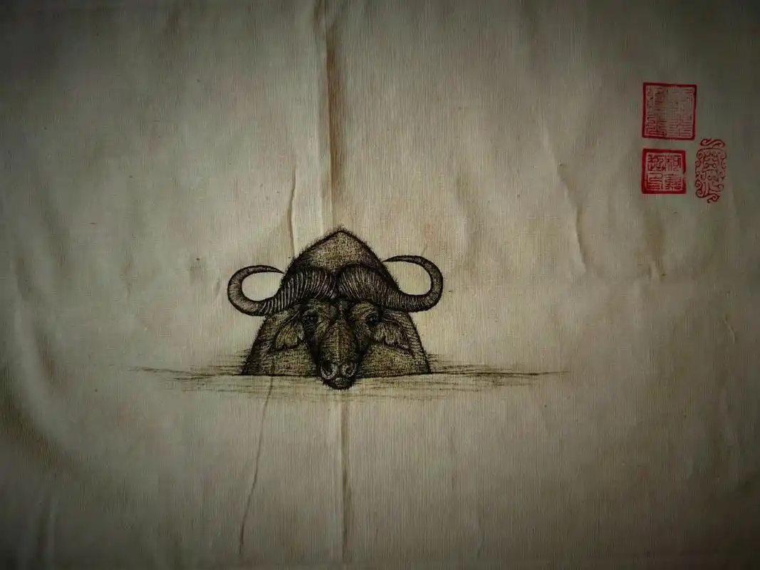 水牛圆珠笔手绘圆珠笔画#画渣日常 #手绘 #画画 #原创#圆 - 抖音