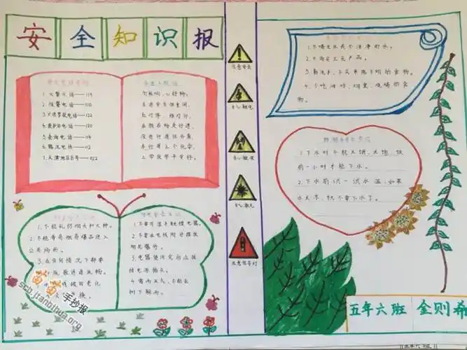 安全知识手抄报图片 安全教育手抄报图片简单又漂亮 - 水彩迷