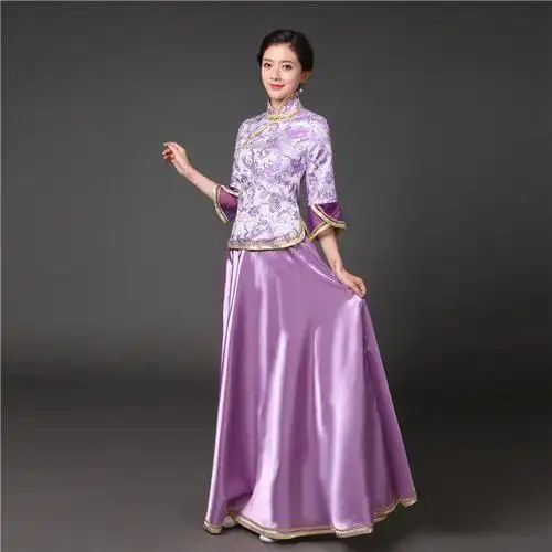 中式婚礼姐妹团伴娘礼服古装民国小凤仙小姐装古筝古琴演出表演服