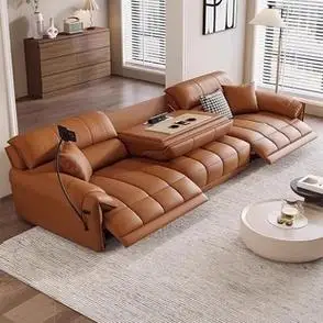 意式 轻奢沙发客厅家庭影院真皮电动可躺三人位头层多