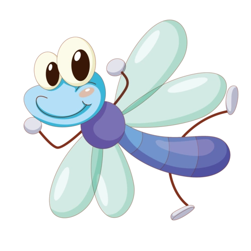 卡通装饰植物柳树蜻蜓昆虫插画元素