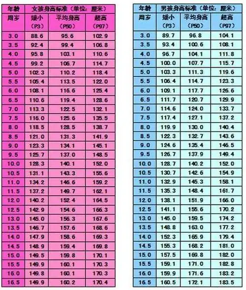 十五岁男孩标准身高