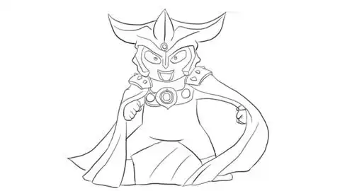 穿着帅气斗篷的雷欧奥特曼儿童卡通简笔画