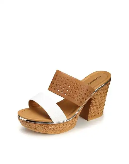 女款白色休闲夏日高跟厚底凉鞋