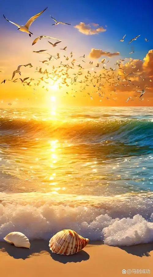 海浪轻拍着沙滩,夕阳下映照出无限温柔,此刻,只想与你共享这宁静的