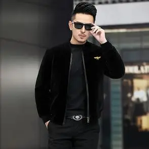 黑色夹克外套男春秋新款潮牌高端品牌真皮高级感立领定制
