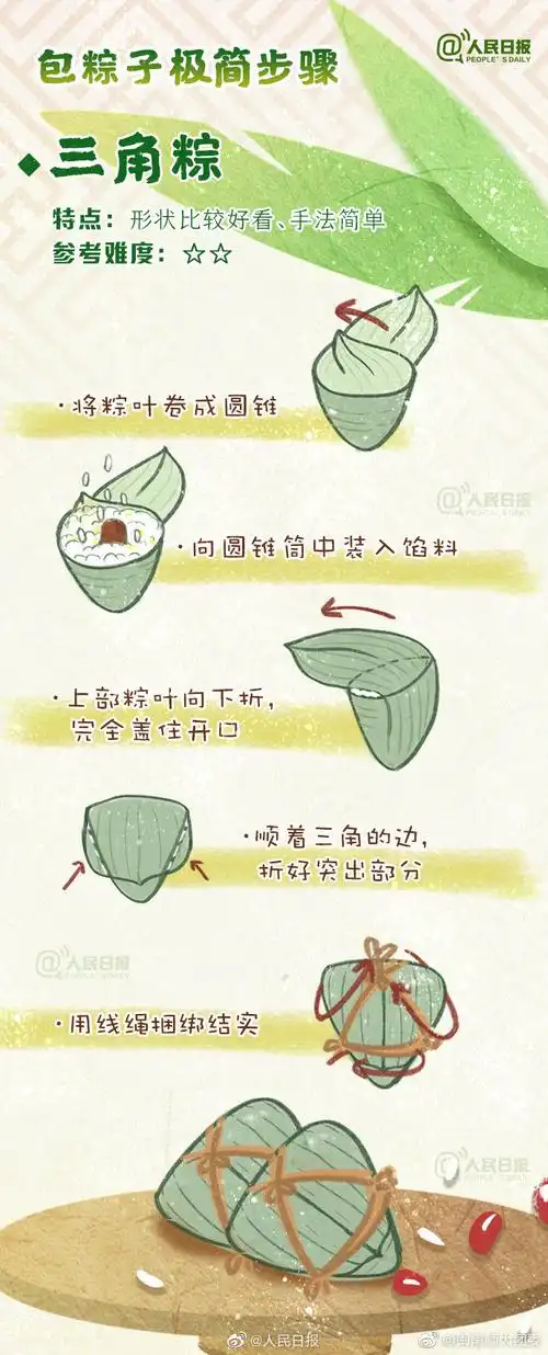 微互动##手绘包粽子极简步骤##粽子是什么形状
