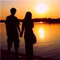 情侣头像海边日落背影