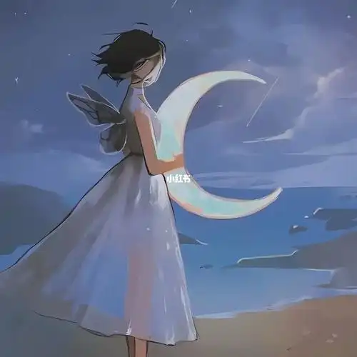 摘月亮的少女动漫女生头像