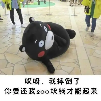 熊本熊 我摔倒了要200块钱才能起来 斗图 可爱 搞笑