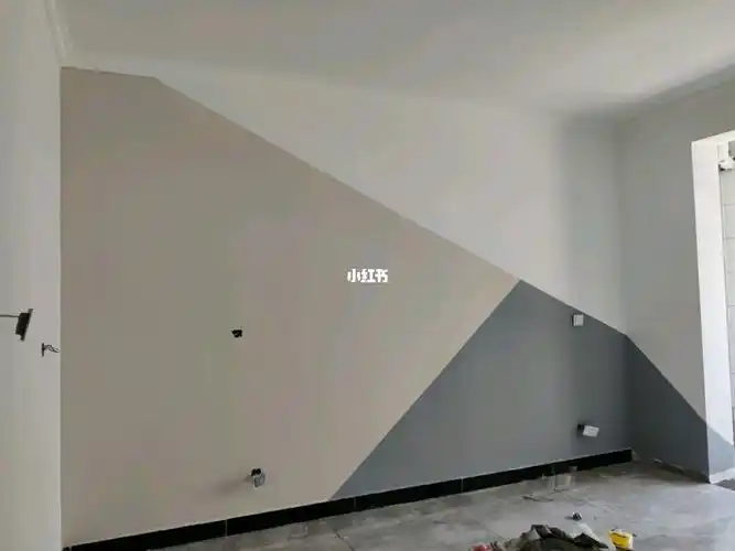 北欧风背景墙刷漆拼色效果78实拍无滤镜灯光_无滤镜_拼色_北欧风