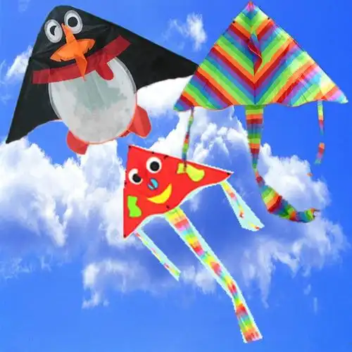 风筝潍坊儿童童可爱卡通笑脸企鹅七彩七彩风线轮包风筝