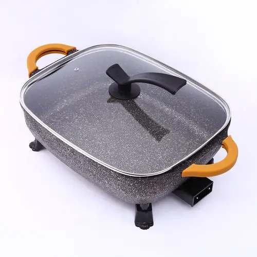 电热锅炒菜锅麦饭石电烤锅时尚不粘平底锅 黑色