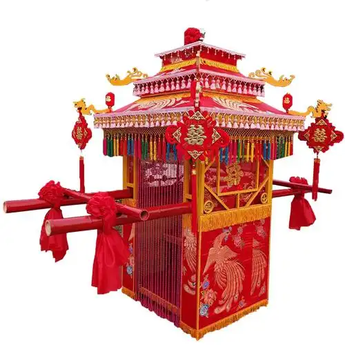 花轿中式八抬折叠实木木质婚庆出租新娘迎亲节庆布艺用品