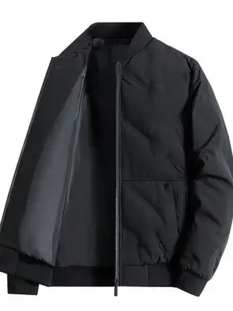 千仞岗爸爸冬装外套男加厚保暖中老年人冬季宽松短款轻薄鸭绒夹克黑色