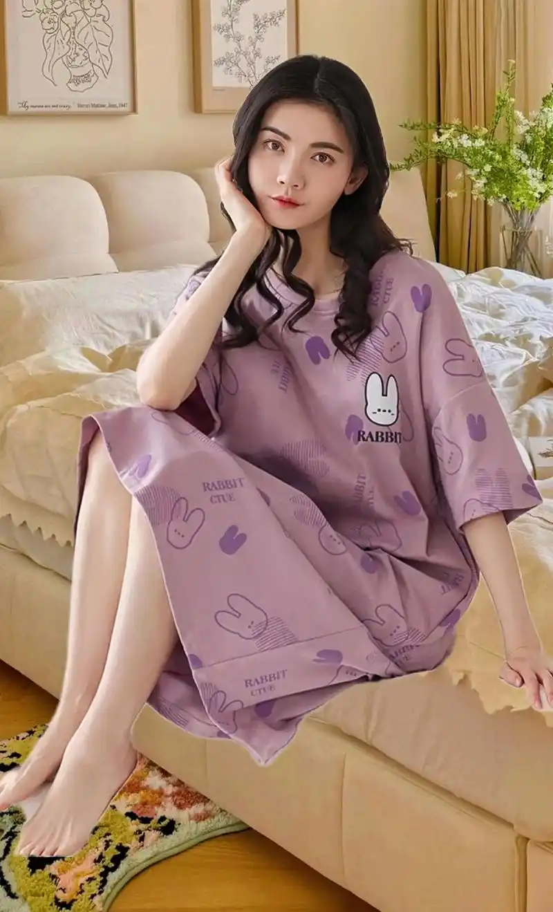 这款带胸垫睡裙,夏季宽松薄款,一体夏款睡衣短袖网红风~韩范春 - 抖音