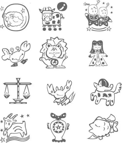 每天学一幅可爱12星座简笔画