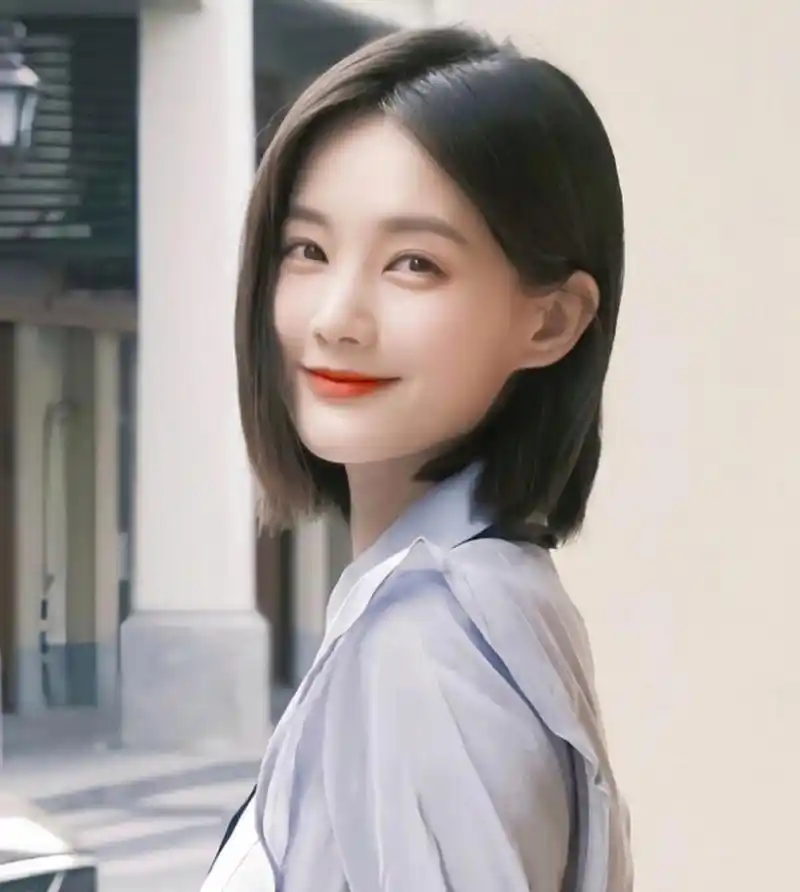 李一桐学生装 短发,甜美可人,青春靓丽,时尚减龄.