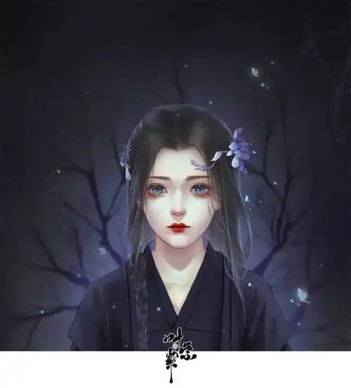 手绘古风黑衣女子