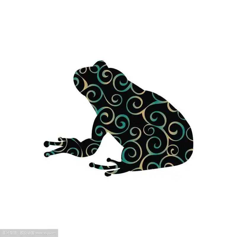 青蛙是两栖类彩色剪影动物