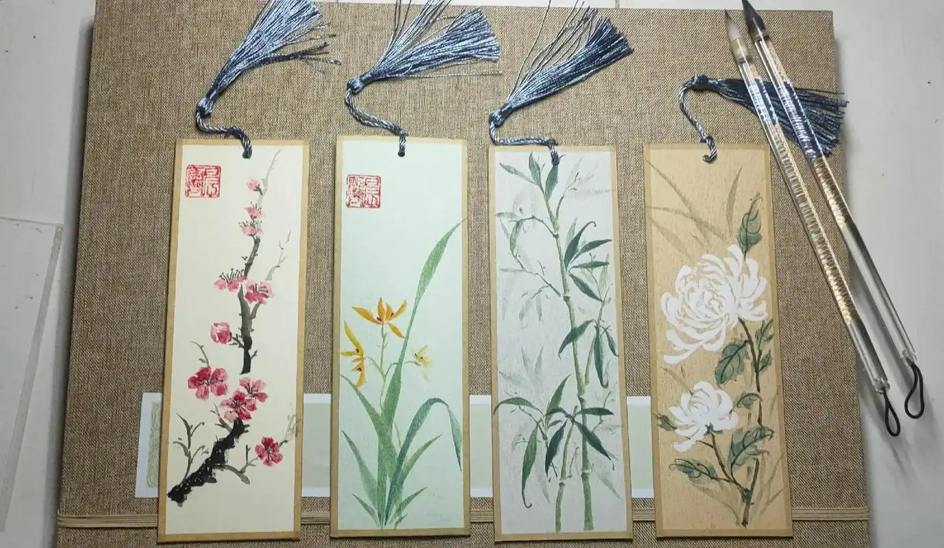 梅兰竹菊四君子.#手工 #画画 #国风古韵 #书签 #国风  - 抖音