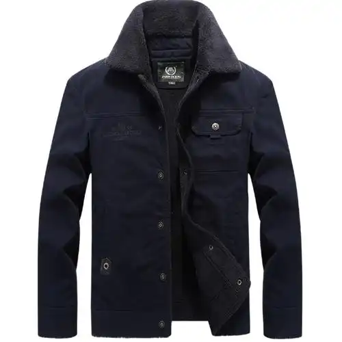 【最新折扣价168元】羊羔毛领男外套冬季短款加绒加厚夹克男士中老年