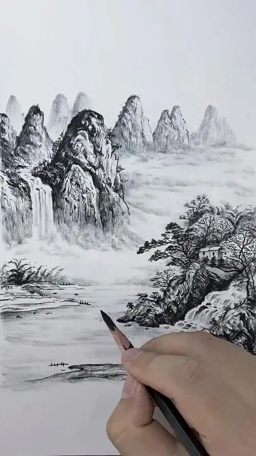 炭笔风景画教程|山水之间