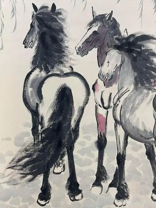 徐悲鸿精品手绘大六尺纸本骏马图一幅