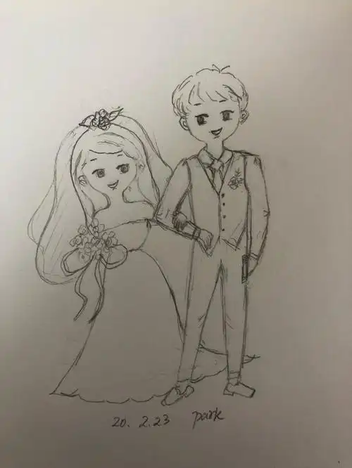 婚纱礼服情侣简笔画