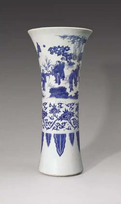 【明崇祯 青花人物花觚】拍卖品_图片_价格_鉴赏_明代青花瓷器_雅昌