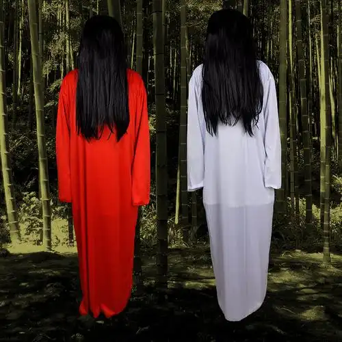 万圣节贞子衣服装扮红色恐怖吓人女鬼假发cos化妆套装演恶搞道具