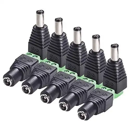 peakelect 10pcs 直流电源连接器公 母插座插头适配器适用于闭路电视*
