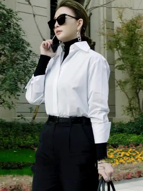 正青正青春春林睿殷桃同款白色上衣气质时尚长袖衬衫