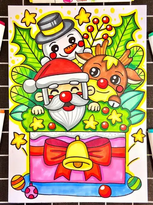 圣诞节快乐简单创意儿童画少儿美术教程